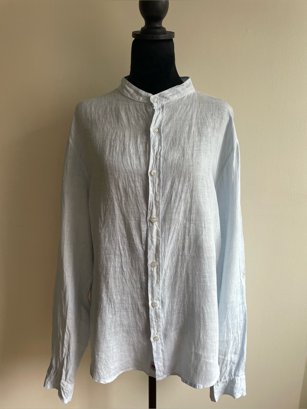 Aragaza 100% Linen Pale Blue Button Up Shirt Barcelona Mens M